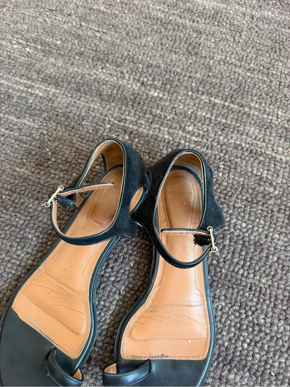 Givenchy Black Leather Open-Toe Ankle Strap Sandals - Picture 2 of 5